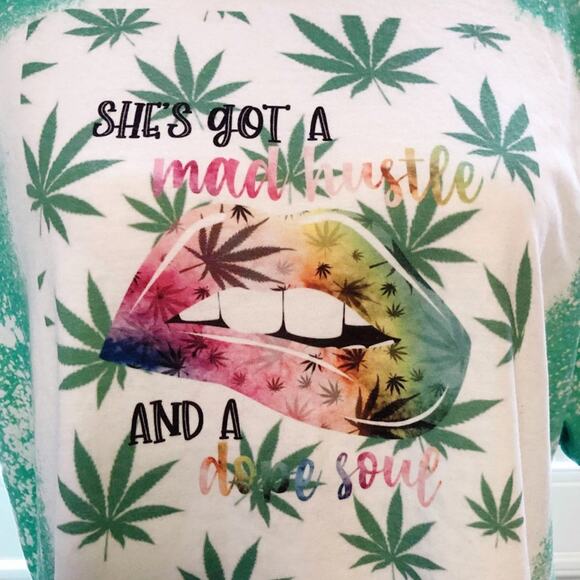 Mad Hustle Dope Soul Bleach Dye Handmade Graphic Tee - Picture 5 of 5